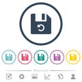 Undo last file operation flat color icons in round outlines