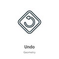 Undo outline vector icon. Thin line black undo icon, flat vector simple element illustration from editable geometry concept Royalty Free Stock Photo
