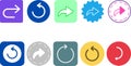 Undo and Redo icon set collection, move nav bar next forward direction send share shuffle icon