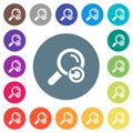 Undo search flat white icons on round color backgrounds