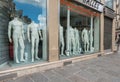 Undressed male mannequins in Paris store window Royalty Free Stock Photo