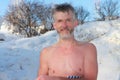 The undressed man in the winter Royalty Free Stock Photo