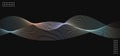 Undulate gradient multicolor lines with blend effect. Isolated wave swirl on black background