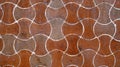 Undulated waves orange bricks wall or floor texture background