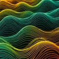 Undulating abstract waves composed of fine lines, display warm colors transitioning Royalty Free Stock Photo