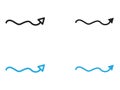 undulating arrow icon black and white vector outline sign