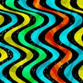 Undulating colored lines on a black background. abstract geometric background. vector illustration