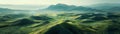 Undulating Green Hills in a Vast Mongolian Landscape. Generative ai