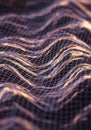 Undulating grid surface with a dynamic, wave-like pattern. The mesh consists of Royalty Free Stock Photo