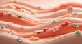 Undulating layers of soft peach and white create a visually striking scene, Royalty Free Stock Photo