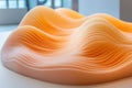 Undulating orange sculpture with smooth, wave-like patterns, AI Royalty Free Stock Photo