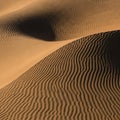 Undulating sand dunes with intricate ripple patterns, possibly in a desert. The surface features Royalty Free Stock Photo