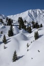 Undulating snowy mountainscape