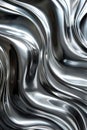 Undulating surface of a reflective metallic texture with wavy patterns.