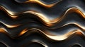 Undulating waves of gold and black create a dynamic background with smooth, fluid curves. Royalty Free Stock Photo