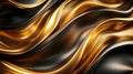 Undulating waves of gold and black create a dynamic background with smooth, fluid curves. Royalty Free Stock Photo