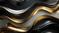 Undulating waves of gold and black create a dynamic background with smooth, fluid curves. Royalty Free Stock Photo