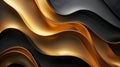 Undulating waves of gold and black create a dynamic background with smooth, fluid curves. Royalty Free Stock Photo