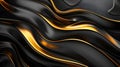 Undulating waves of gold and black create a dynamic background with smooth, fluid curves. Royalty Free Stock Photo