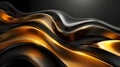 Undulating waves of gold and black create a dynamic background with smooth, fluid curves. Royalty Free Stock Photo