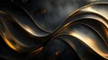 Undulating waves of gold and black create a dynamic background with smooth, fluid curves. Royalty Free Stock Photo