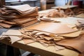 undyed leather pieces cut ready for moccasin making Royalty Free Stock Photo
