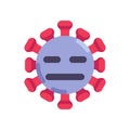 Unemotional coronavirus emoticon flat icon