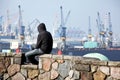 Unemployed in the port of Hamburg in Germany Royalty Free Stock Photo