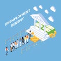 Unemployment Benefits Isometric Composition