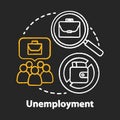 Unemployment chalk concept icon. Poverty idea. Joblessness. Jobless and unemployed people. Economy social problem Royalty Free Stock Photo