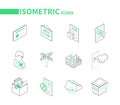 Unemployment and crisis - modern line isometric icons set