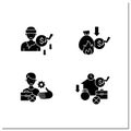 Unemployment glyph icons set