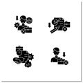 Unemployment glyph icons set