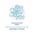 Unemployment index turquoise concept icon