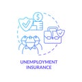 Unemployment insurance blue gradient concept icon