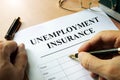 Unemployment insurance form. Royalty Free Stock Photo