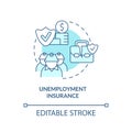 Unemployment insurance turquoise concept icon