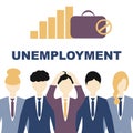 Unemployment, the lost job concept vector. People in suits grasping at the head, the inscription is unemployment