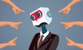 People Blaming a Robot for Stealing Jobs Vector Concept Illustration