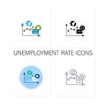 Unemployment rate icons set