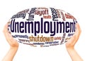 Unemployment word hand sphere cloud concept Royalty Free Stock Photo