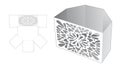 Unequal hexagonal shaped box with stenciled mandala die cut template and 3D mockup