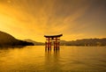 Unesco world heritage shrine gate at dusk