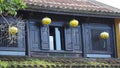 The UNESCO World Heritage Site of Hoi An, Vietnam, is adorned with charming lanterns hanging from wooden buildings Royalty Free Stock Photo