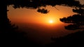 UNESCO World Heritage Site Natural beautiful landscape silhouette sunset Huangshan mountain scenery  Yellow mountain  in Anhui Royalty Free Stock Photo