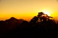 UNESCO World Heritage Site Natural beautiful landscape silhouette sunset Huangshan mountain scenery Yellow mountain in Anhui