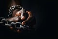Uneteenth Independence Day concept. Hands are shackled with chain. Generative AI illustration. Royalty Free Stock Photo