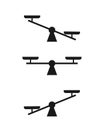 Uneven balance scale silhouette icon set. Clipart image