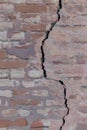 Uneven brickwall texture background or backdrop with crack, stains and cement smears Royalty Free Stock Photo