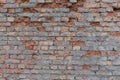 Uneven brickwall texture background or backdrop with stains and cement smears Royalty Free Stock Photo